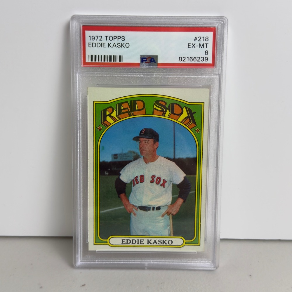 Topps Eddie Kasko 1972 Boston Red Sox Baseball Card #218 PSA 6 EX-MT Slabbed MLB